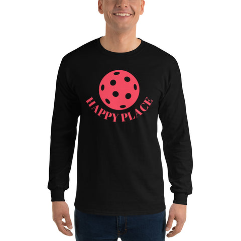 Happy Place Pink Men’s Long Sleeve Shirt