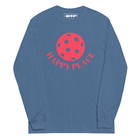 Happy Place Pink Men’s Long Sleeve Shirt