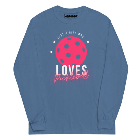 Girl Who Loves Pickleball Men’s Long Sleeve Shirt
