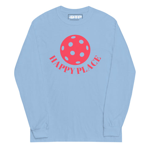 Happy Place Pink Men’s Long Sleeve Shirt