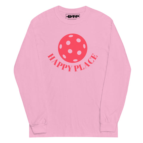 Happy Place Pink Men’s Long Sleeve Shirt