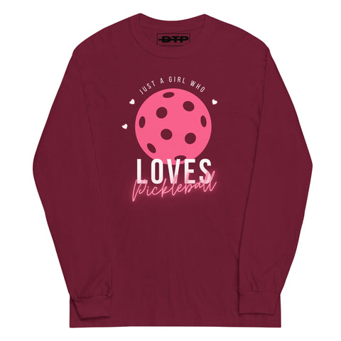 Girl Who Loves Pickleball Men’s Long Sleeve Shirt