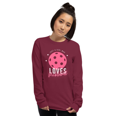 Girl Who Loves Pickleball Men’s Long Sleeve Shirt