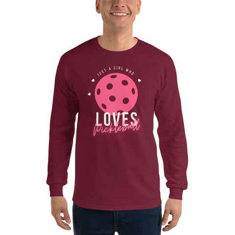Girl Who Loves Pickleball Men’s Long Sleeve Shirt