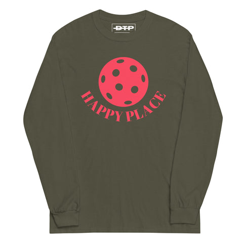 Happy Place Pink Men’s Long Sleeve Shirt