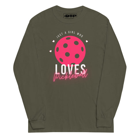 Girl Who Loves Pickleball Men’s Long Sleeve Shirt