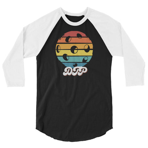 Black and Colorful Dark Retro 3/4 sleeve raglan shirt