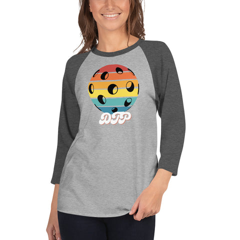 Black and Colorful Dark Retro 3/4 sleeve raglan shirt