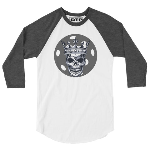 Black White Skull King Minimalist 3/4 sleeve raglan shirt