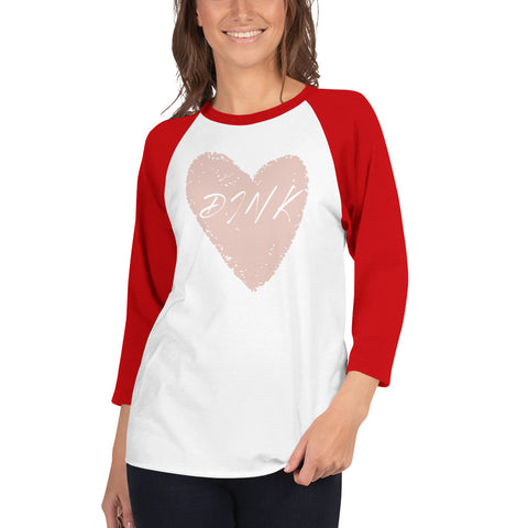 Dink Pink Hrt 3/4 sleeve raglan shirt