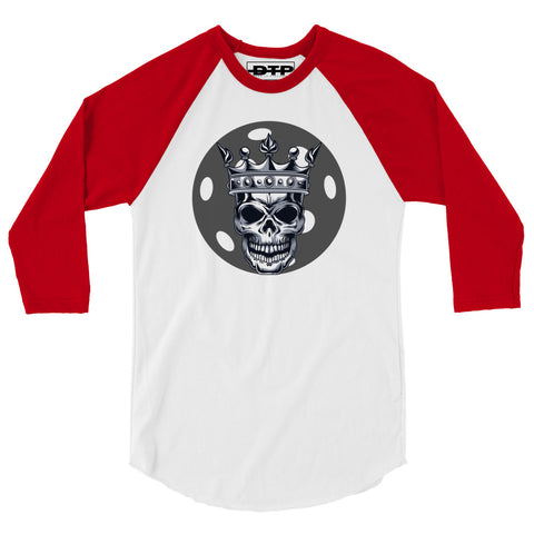 Black White Skull King Minimalist 3/4 sleeve raglan shirt