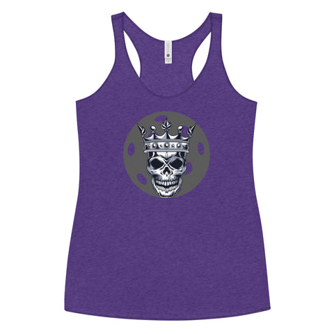 Black White Skull King Minimalist Women's Racerback Tank Top