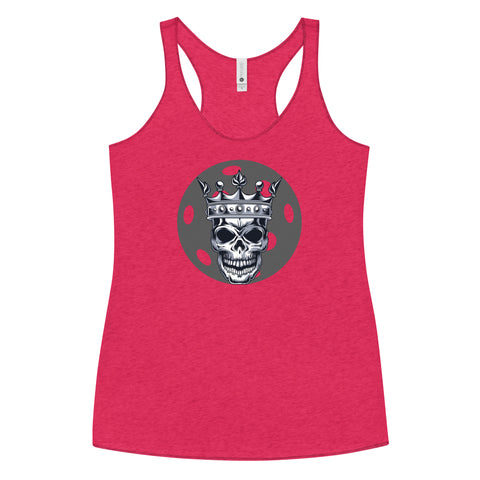 Black White Skull King Minimalist Women's Racerback Tank Top