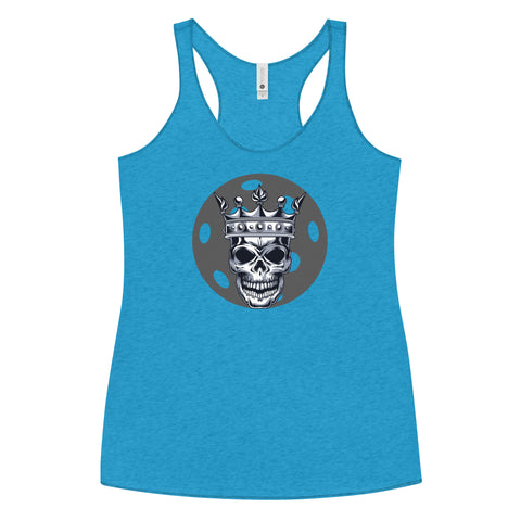 Black White Skull King Minimalist Women's Racerback Tank Top